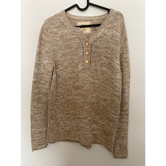 Henley Natural Reflections Marble Knit 3 button Henley Sweater Size M - Picture 1 of 4